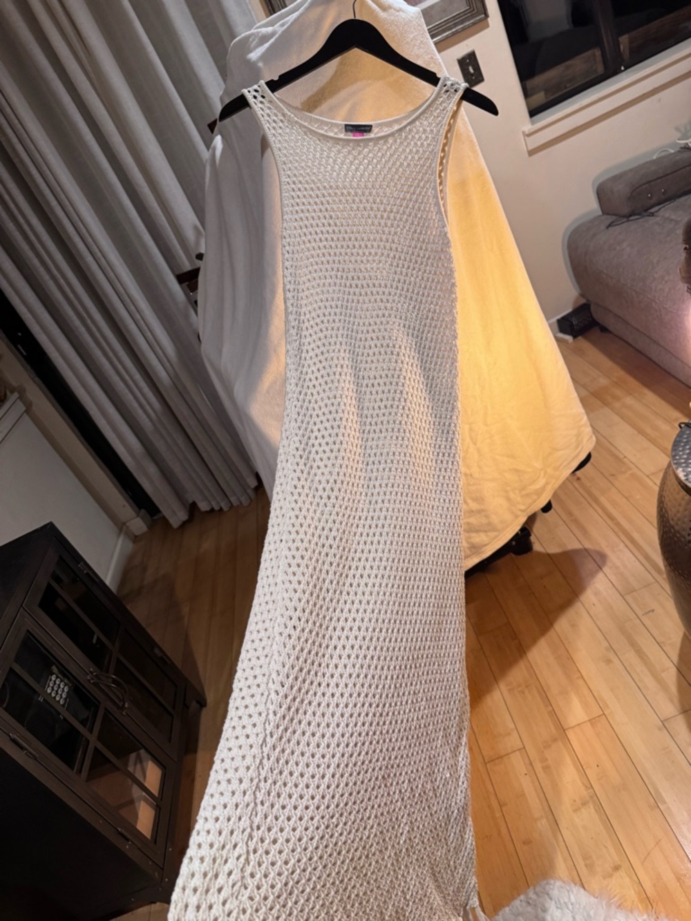 Vince Camuto White Crochet Tank Maxi Dress - over swimwear
